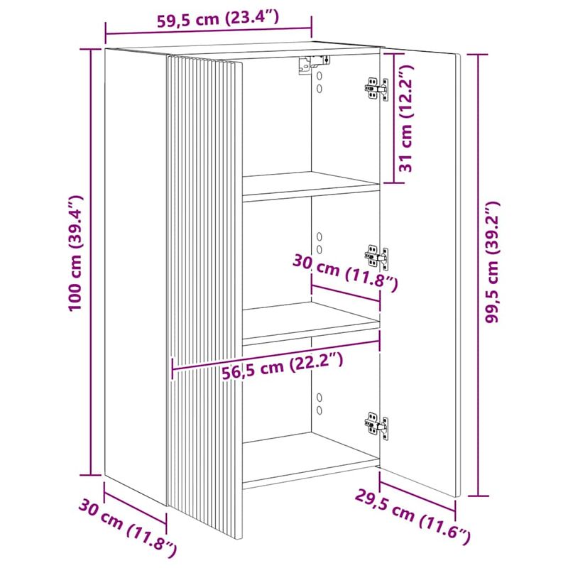 Casa si Gradina - Mobilier - Comode si corpuri - Comode - Dulap TV de perete Pe perete Gri din beton 59,5 x 31 x 100 cm - Infinity.ro