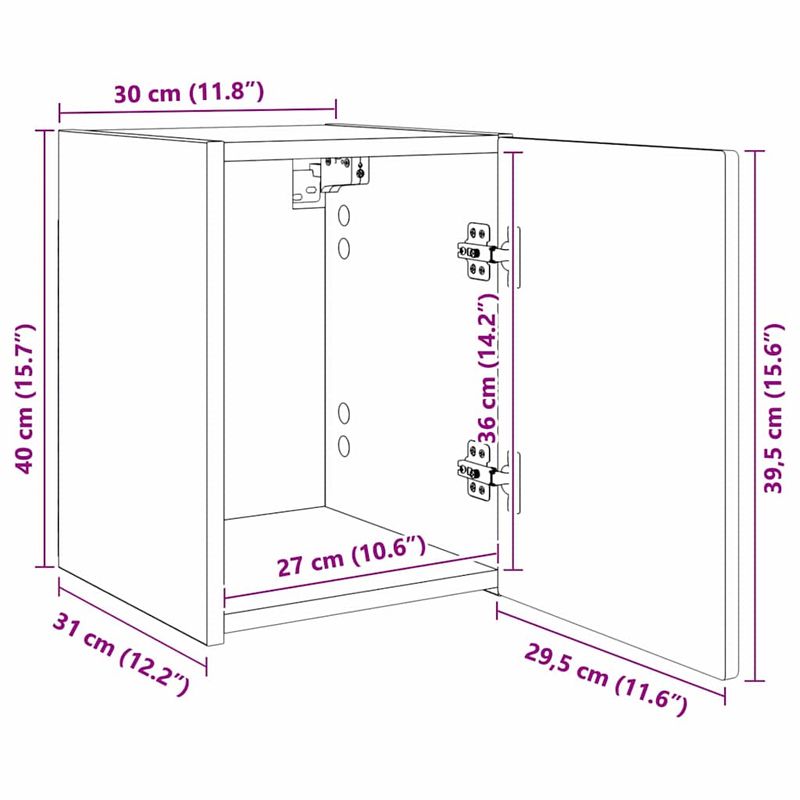 Casa si Gradina - Mobilier - Comode si corpuri - Comode - Dulap TV de perete Pe perete 2 pcs Alb Lucios 30 x 31 x 40 cm - Infinity.ro