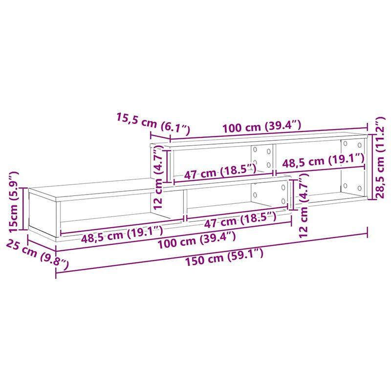 Casa si Gradina - Mobilier - Comode si corpuri - Comode - SuportTVdeperete 150x25x28,5cm Lemn compozit - Infinity.ro