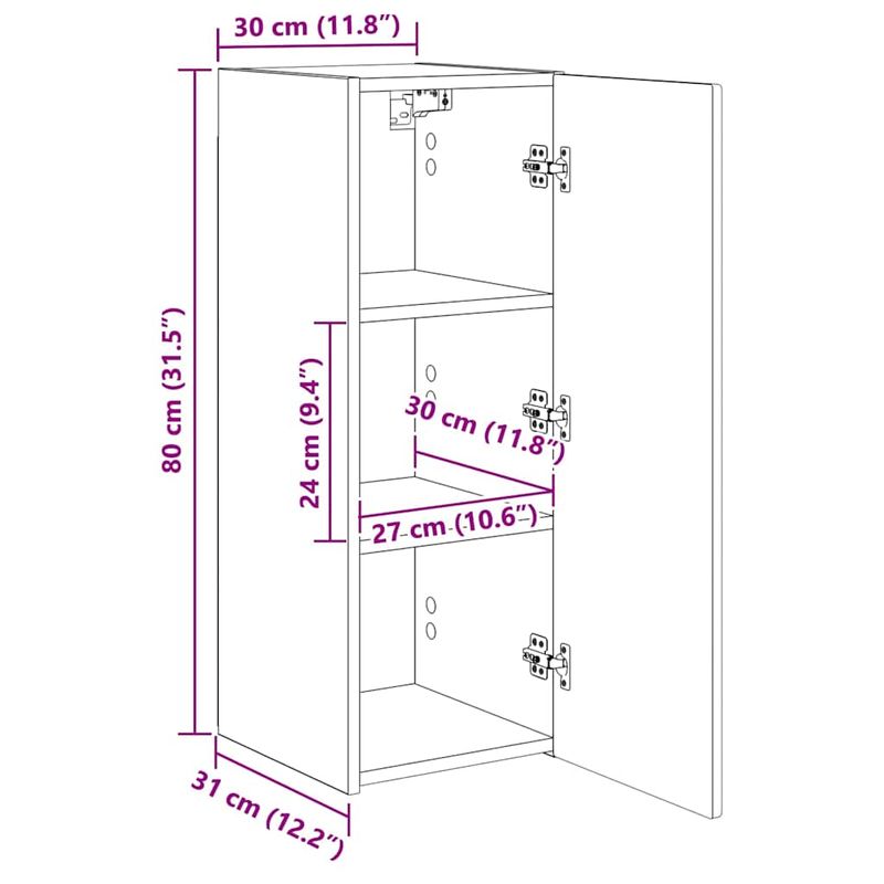 Casa si Gradina - Mobilier - Comode si corpuri - Comode - Dulap TV de perete Pe perete 2 pcs Lemn Vechi 30 x 31 x 80 cm - Infinity.ro
