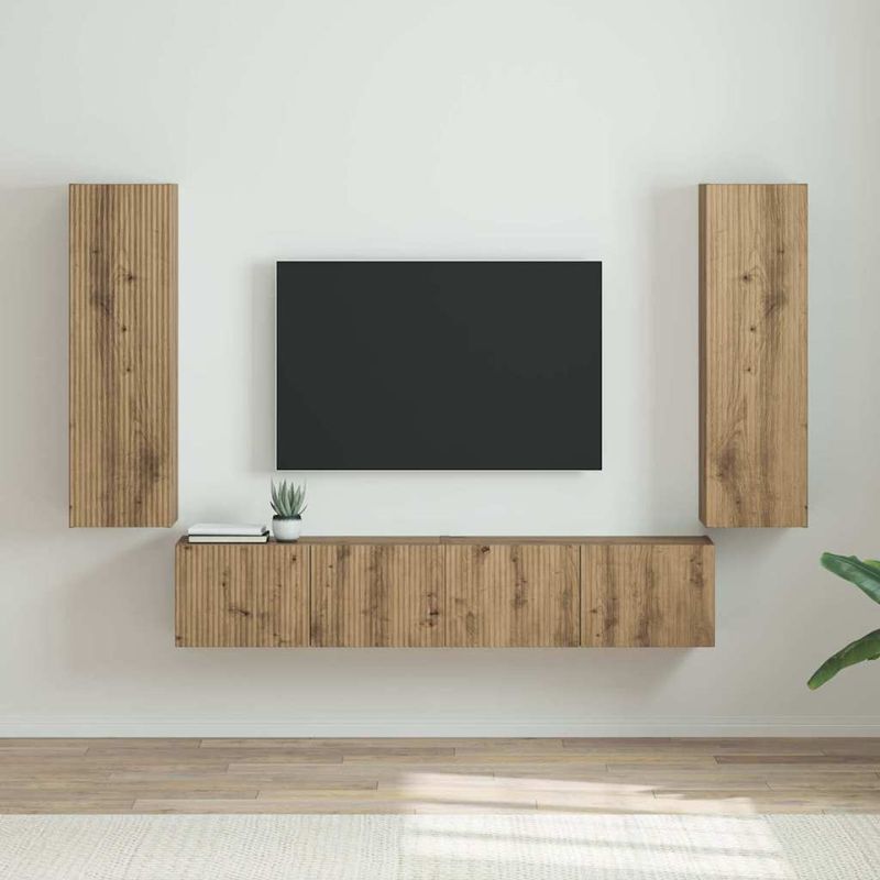 Casa si Gradina - Mobilier - Comode si corpuri - Comode - Dulap TV de perete 2 pcs Stejar artizanal 30 x 31 x 100 cm - Infinity.ro