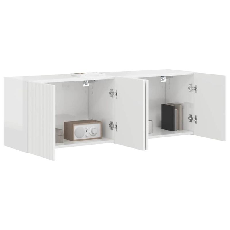 Casa si Gradina - Mobilier - Comode si corpuri - Comode - Dulap TV de perete Pe perete 2 pcs Alb lucios 59,5 x 31 x 40 cm - Infinity.ro