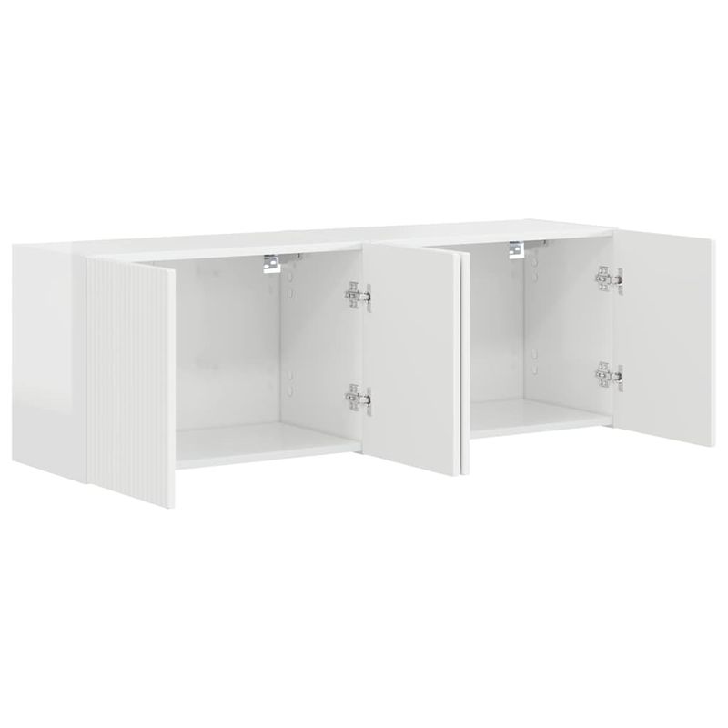 Casa si Gradina - Mobilier - Comode si corpuri - Comode - Dulap TV de perete Pe perete 2 pcs Alb lucios 59,5 x 31 x 40 cm - Infinity.ro