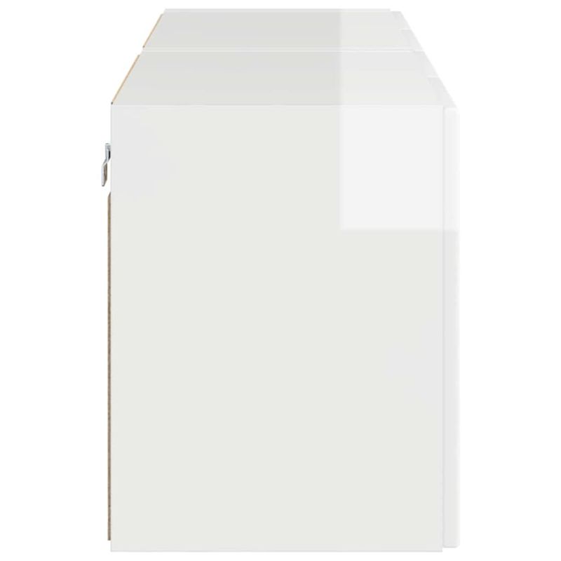 Casa si Gradina - Mobilier - Comode si corpuri - Comode - Dulap TV de perete Pe perete 2 pcs Alb lucios 59,5 x 31 x 40 cm - Infinity.ro