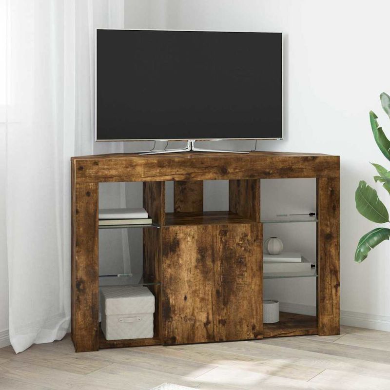 Casa si Gradina - Mobilier - Comode si corpuri - Comode - Sifonier LED pentru TV coltar Stejar fumuriu 105 x 40 x 68 cm - Infinity.ro