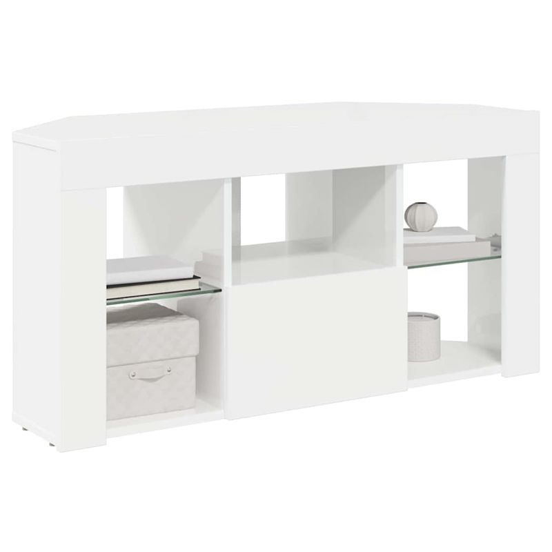 Casa si Gradina - Mobilier - Comode si corpuri - Comode - Sifonier LED pentru TV coltar Alb lucios 104 x 40 x 50 cm - Infinity.ro