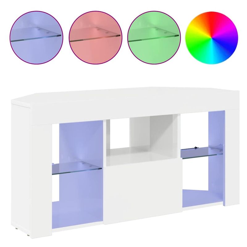 Casa si Gradina - Mobilier - Comode si corpuri - Comode - Sifonier LED pentru TV coltar Alb lucios 104 x 40 x 50 cm - Infinity.ro