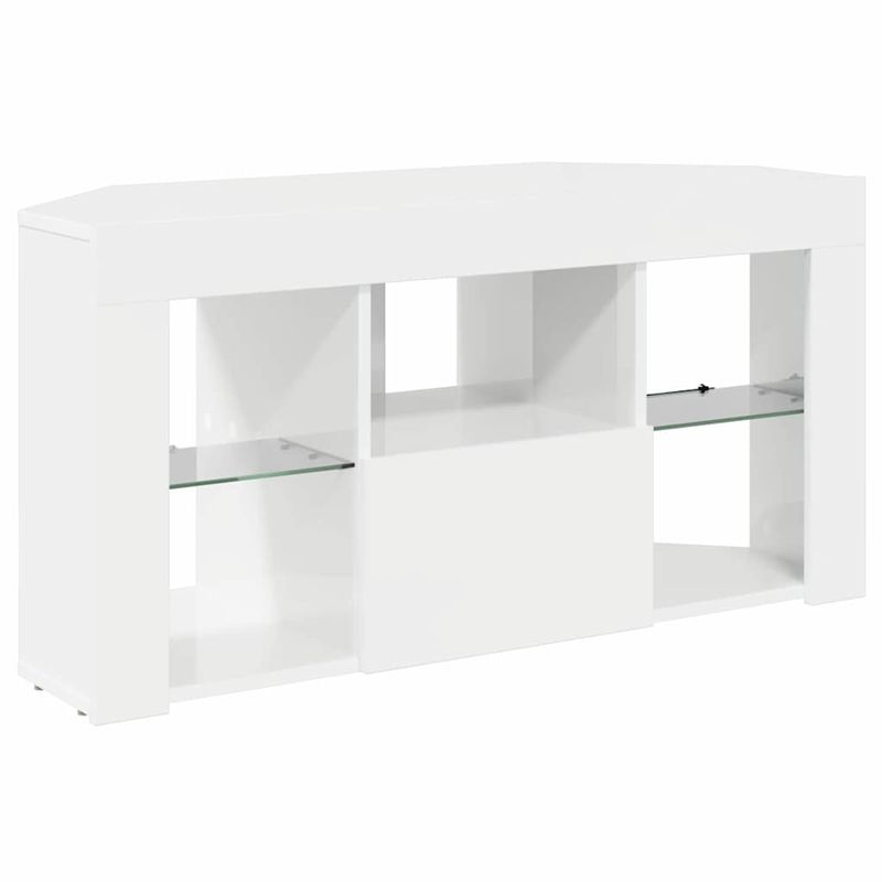 Casa si Gradina - Mobilier - Comode si corpuri - Comode - Sifonier LED pentru TV coltar Alb lucios 104 x 40 x 50 cm - Infinity.ro