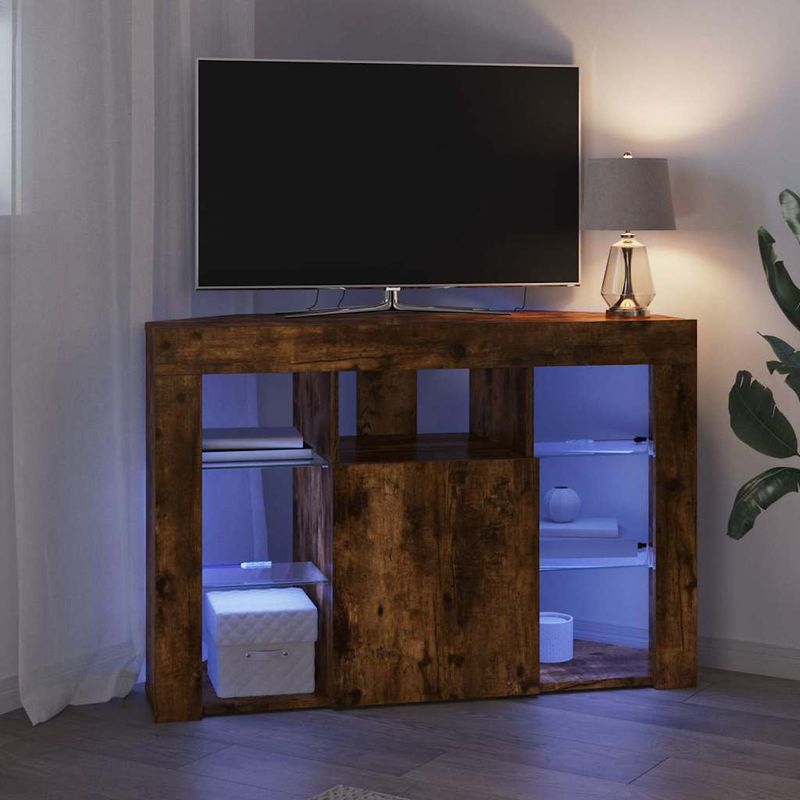 Casa si Gradina - Mobilier - Comode si corpuri - Comode - Sifonier LED pentru TV coltar Stejar fumuriu 105 x 40 x 68 cm - Infinity.ro
