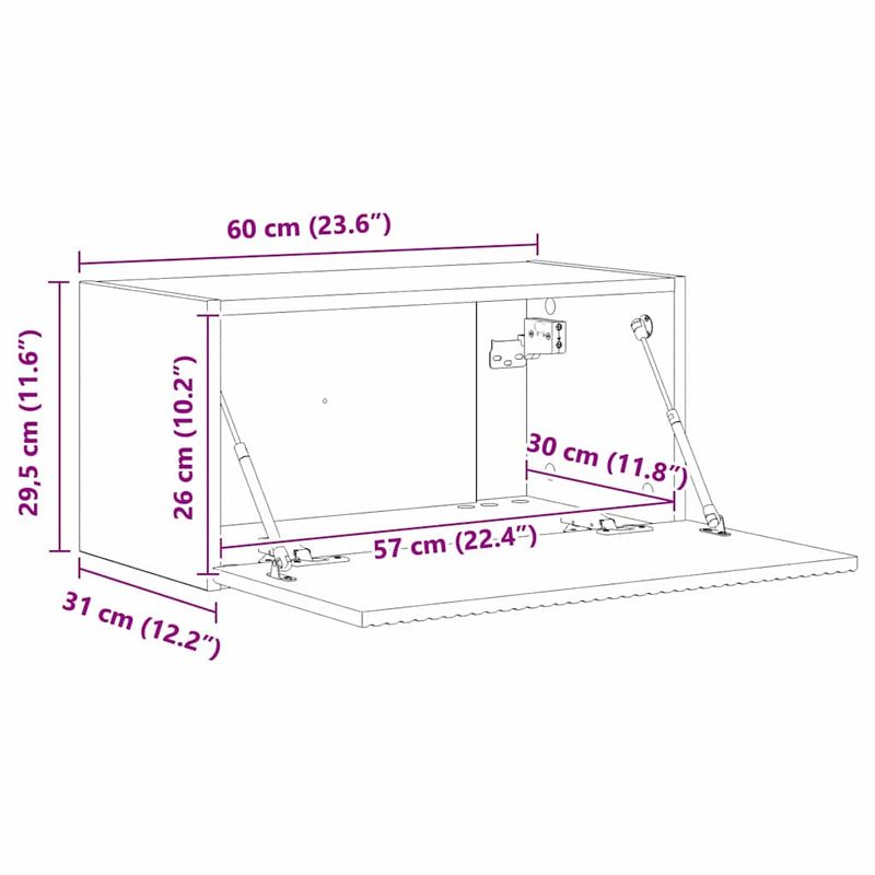 Casa si Gradina - Mobilier - Comode si corpuri - Comode - Dulap TV de perete Pe perete Stejar fumuriu 60 x 31 x 29.5 cm - Infinity.ro
