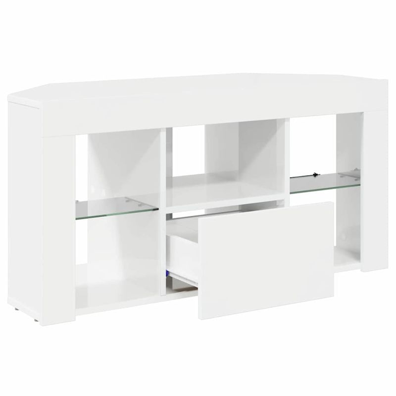 Casa si Gradina - Mobilier - Comode si corpuri - Comode - Sifonier LED pentru TV coltar Alb lucios 104 x 40 x 50 cm - Infinity.ro