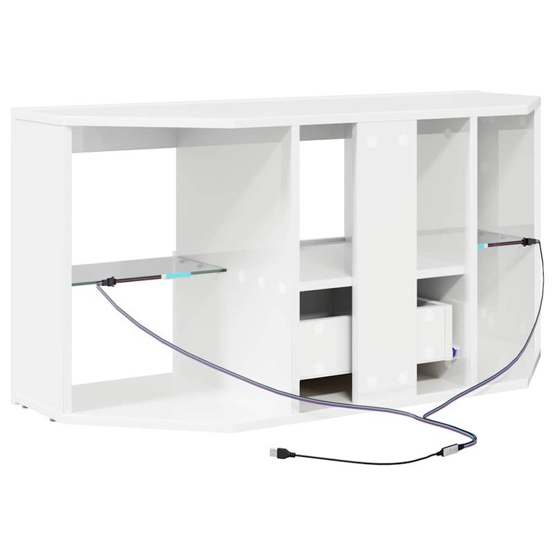Casa si Gradina - Mobilier - Comode si corpuri - Comode - Sifonier LED pentru TV coltar Alb lucios 104 x 40 x 50 cm - Infinity.ro