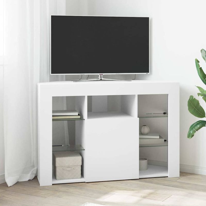 Casa si Gradina - Mobilier - Comode si corpuri - Comode - Sifonier LED pentru TV coltar Alb 100x40x68cm Lemn compozit - Infinity.ro