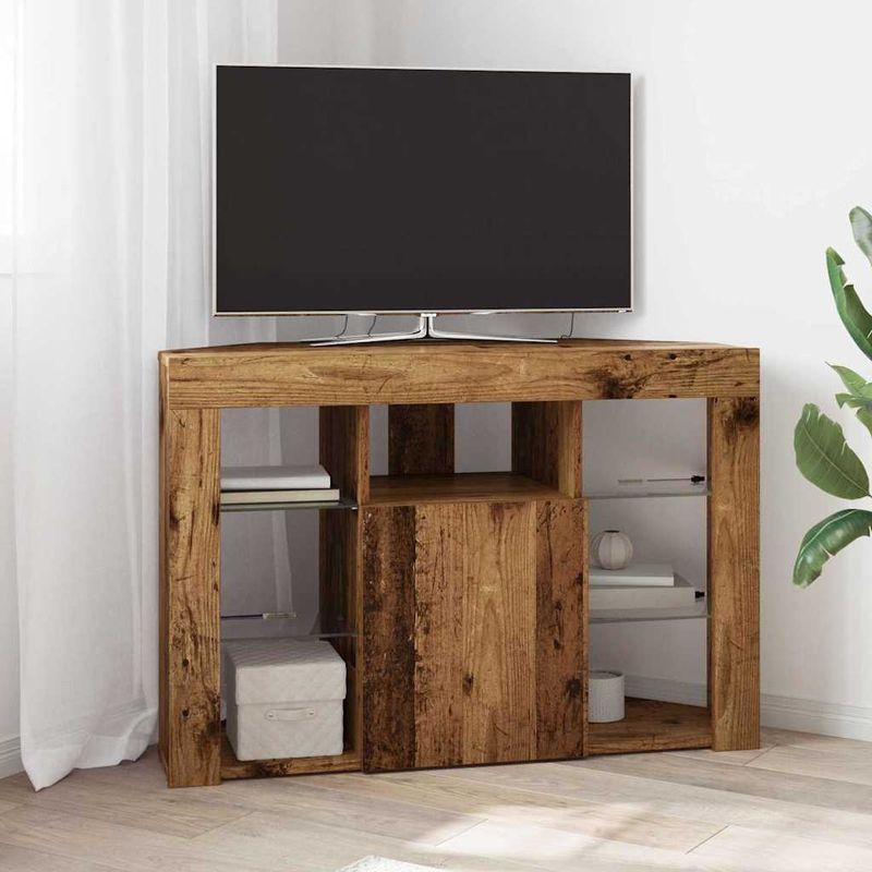 Casa si Gradina - Mobilier - Comode si corpuri - Comode - Sifonier LED pentru TV coltar Lemn Vechi 107 x 40 x 68 cm - Infinity.ro
