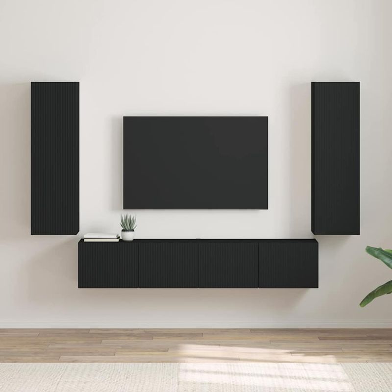 Casa si Gradina - Mobilier - Comode si corpuri - Comode - Dulap TV de perete 2 pcs Negru 30 x 31 x 100 cm Lemn compozit - Infinity.ro