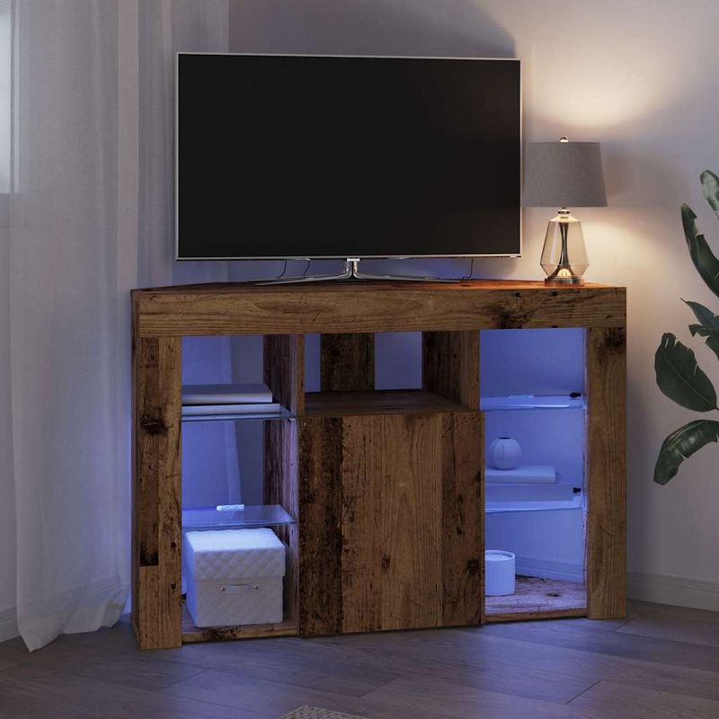 Casa si Gradina - Mobilier - Comode si corpuri - Comode - Sifonier LED pentru TV coltar Lemn Vechi 107 x 40 x 68 cm - Infinity.ro