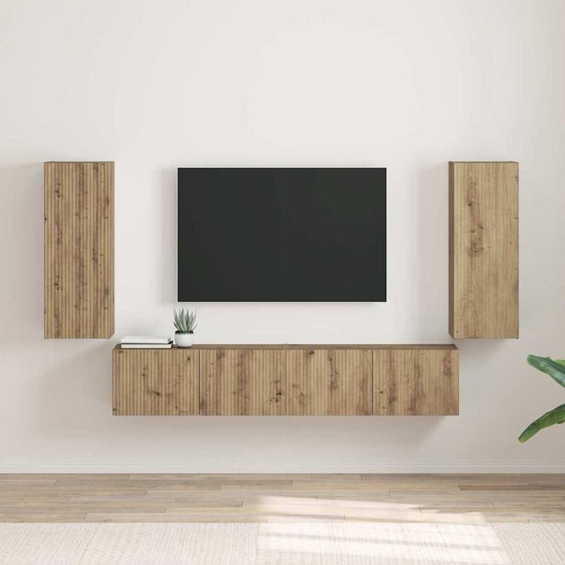 Casa si Gradina - Mobilier - Comode si corpuri - Comode - Dulap TV de perete 2 pcs Stejar artizanal 30 x 31 x 80 cm - Infinity.ro