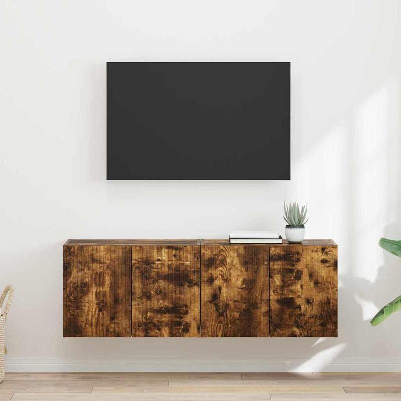 Casa si Gradina - Mobilier - Comode si corpuri - Comode - Dulap TV de perete 2 pcs Stejar fumuriu 59,5 x 31 x 40 cm - Infinity.ro