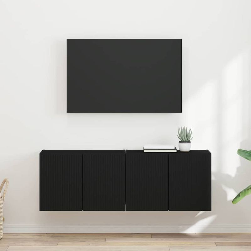Casa si Gradina - Mobilier - Comode si corpuri - Comode - Dulap TV de perete 2 pcs Negru 59,5 x 31 x 40 cm Lemn compozit - Infinity.ro