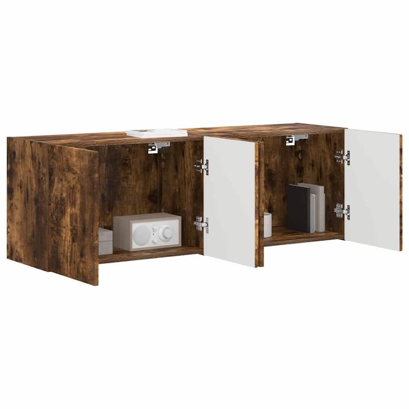Casa si Gradina - Mobilier - Comode si corpuri - Comode - Dulap TV de perete 2 pcs Stejar fumuriu 59,5 x 31 x 40 cm - Infinity.ro