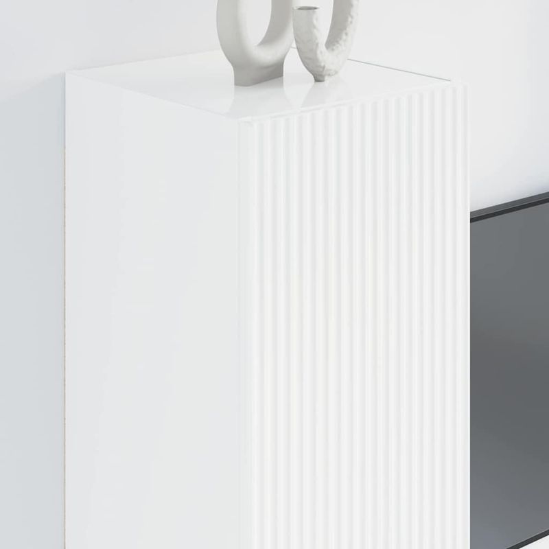 Casa si Gradina - Mobilier - Comode si corpuri - Comode - Dulap TV de perete Pe perete 2 pcs Alb Lucios 30 x 31 x 80 cm - Infinity.ro