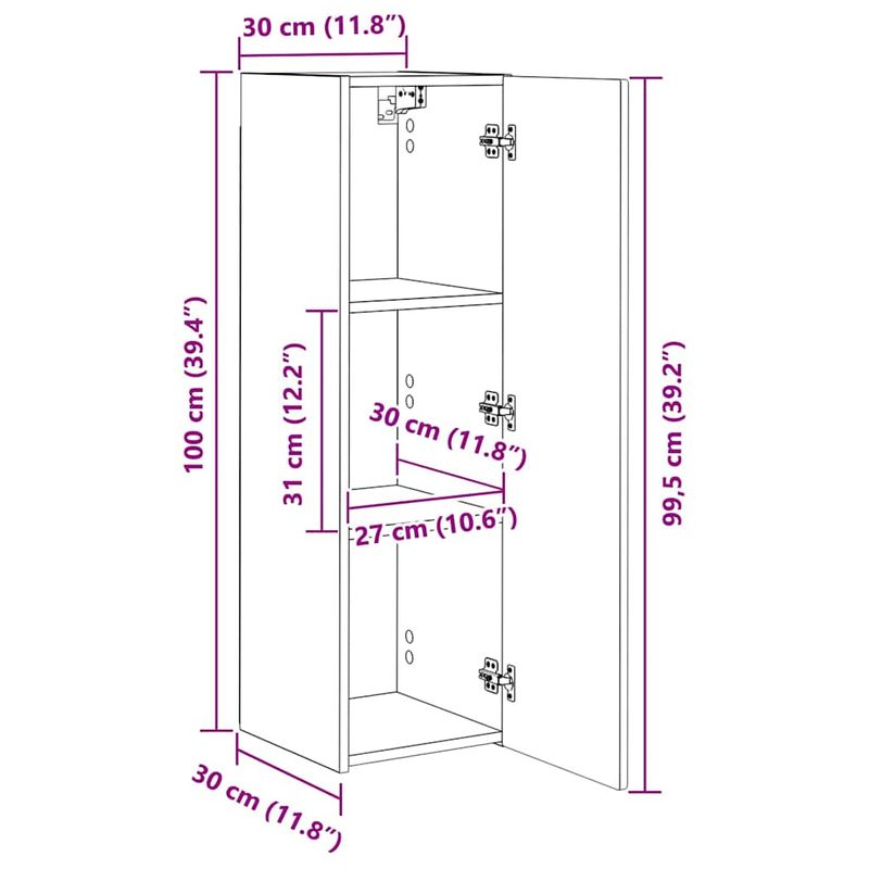 Casa si Gradina - Mobilier - Comode si corpuri - Comode - Dulap TV de perete 2 pcs Alb 30 x 31 x 100 cm Lemn compozit - Infinity.ro