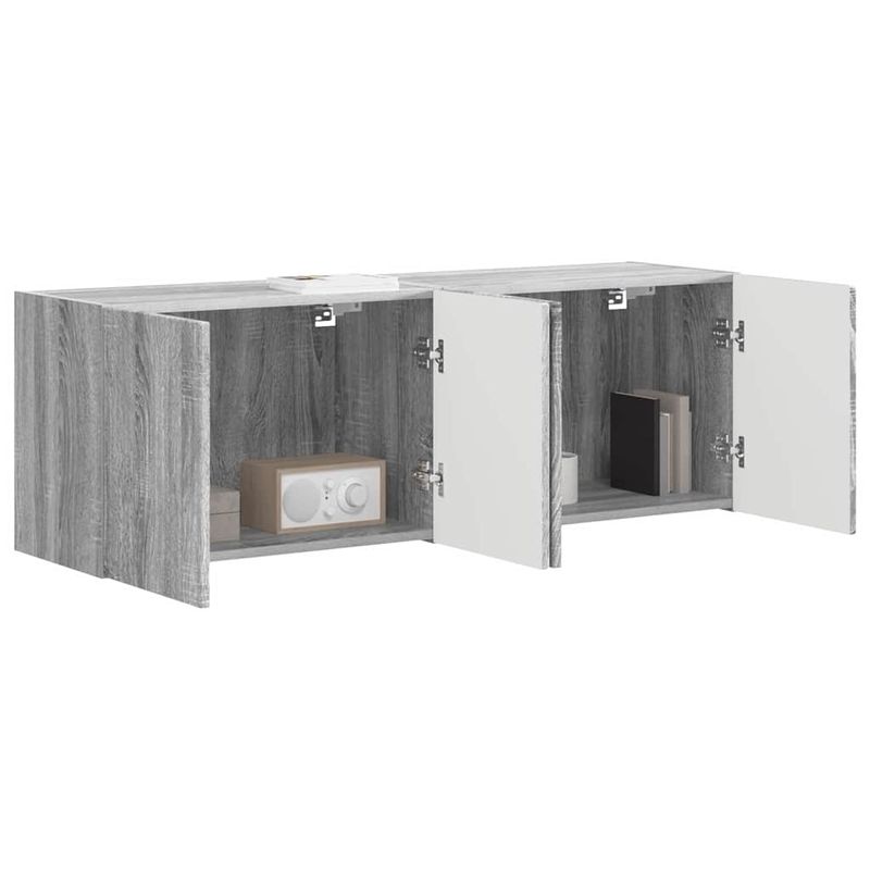 Casa si Gradina - Mobilier - Comode si corpuri - Comode - Dulap TV de perete Pe perete 2 pcs Gri Sonoma 59,5 x 31 x 40 cm - Infinity.ro