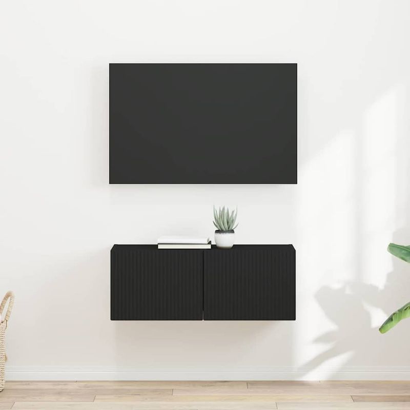 Casa si Gradina - Mobilier - Comode si corpuri - Comode - Dulap TV de perete 2 pcs Negru 60 x 31 x 29.5 cm Lemn compozit - Infinity.ro