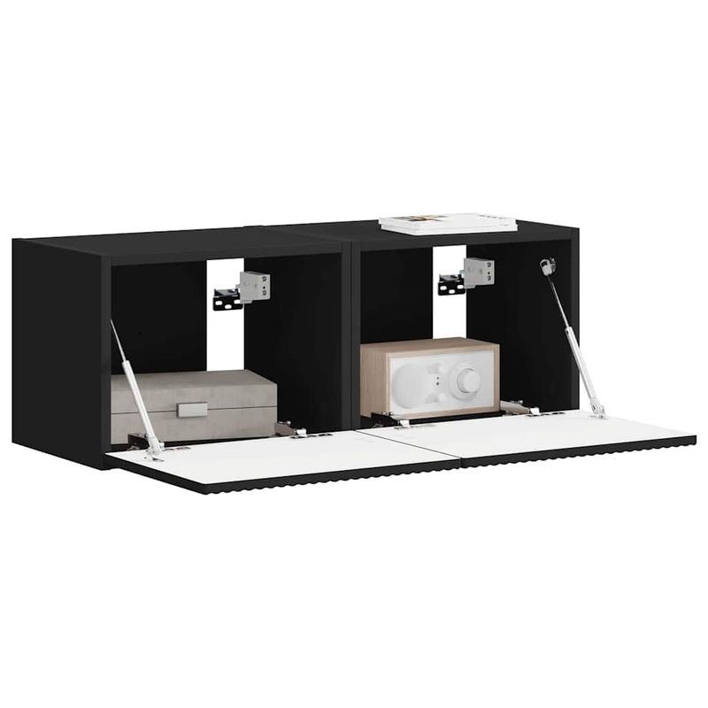 Casa si Gradina - Mobilier - Comode si corpuri - Comode - Dulap TV de perete 2 pcs Negru 60 x 31 x 29.5 cm Lemn compozit - Infinity.ro