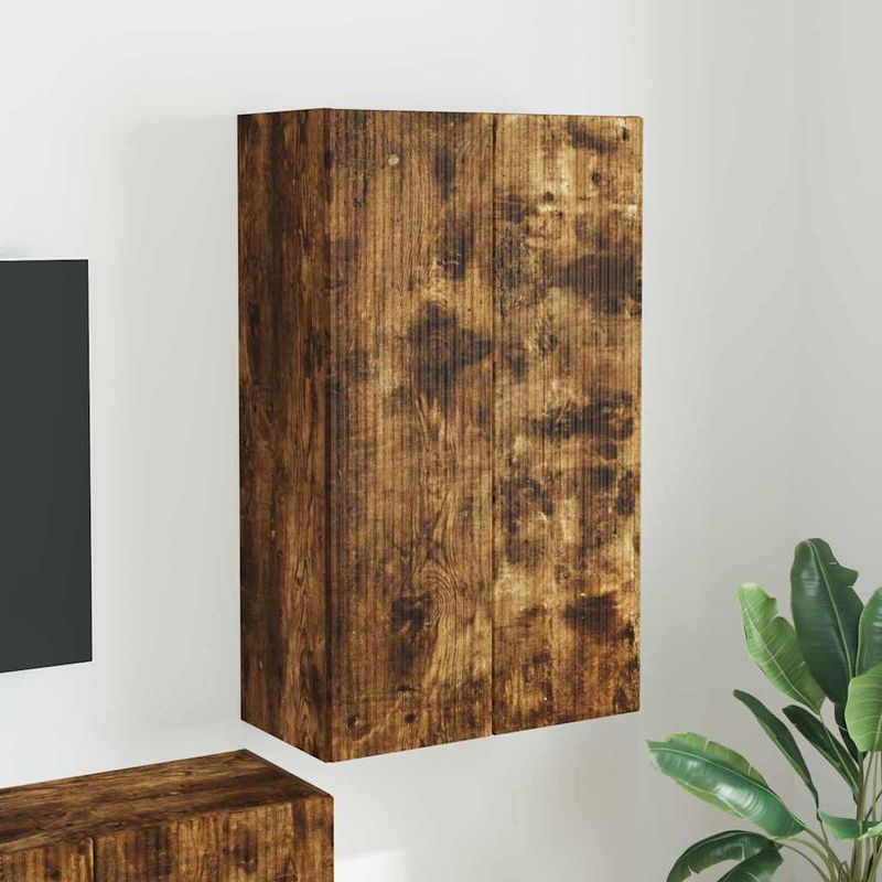 Casa si Gradina - Mobilier - Comode si corpuri - Comode - Dulap TV de perete Pe perete Stejar fumuriu 59,5 x 31 x 100 cm - Infinity.ro
