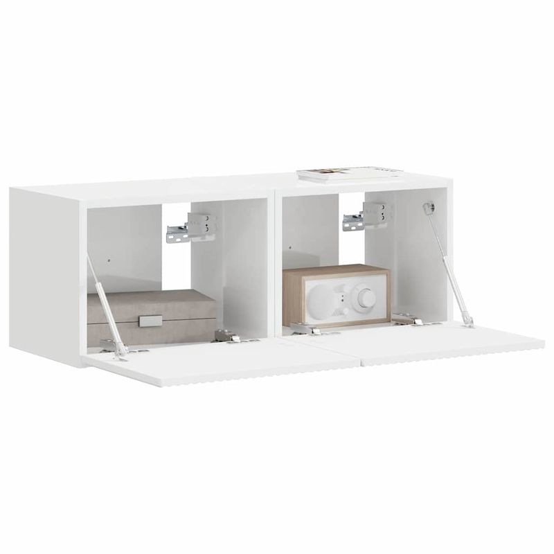 Casa si Gradina - Mobilier - Comode si corpuri - Comode - Dulap TV de perete Pe perete 2 pcs Alb Lucios 60 x 31 x 29.5 cm - Infinity.ro