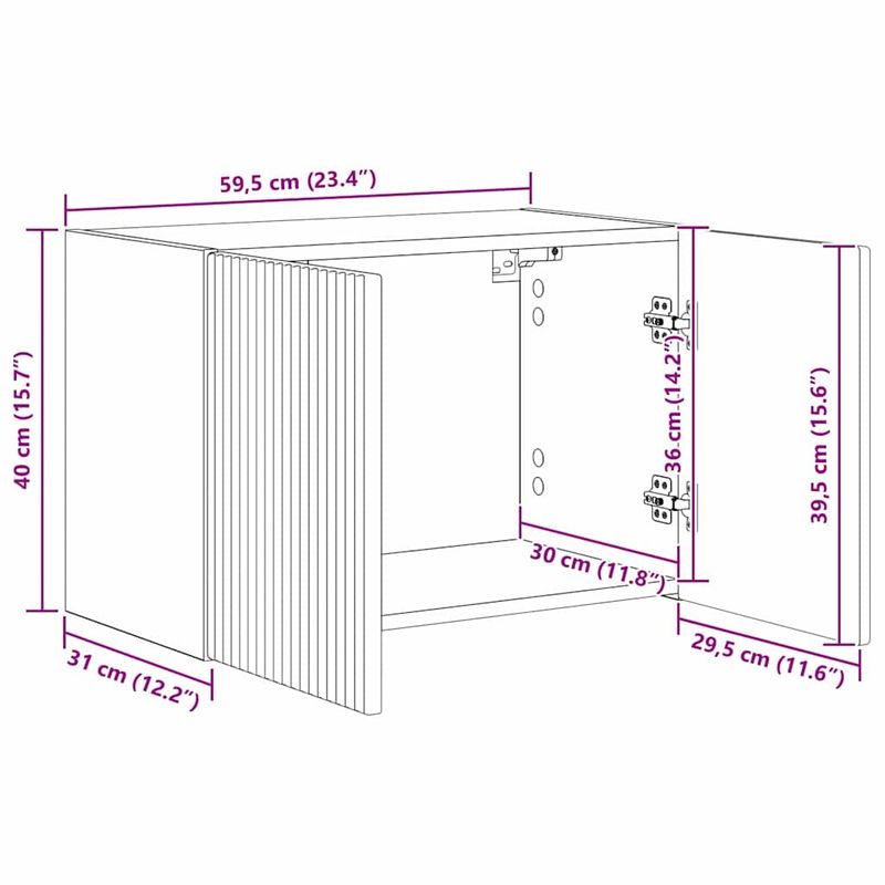 Casa si Gradina - Mobilier - Comode si corpuri - Comode - Dulap TV de perete Pe perete 2 pcs Gri Sonoma 59,5 x 31 x 40 cm - Infinity.ro
