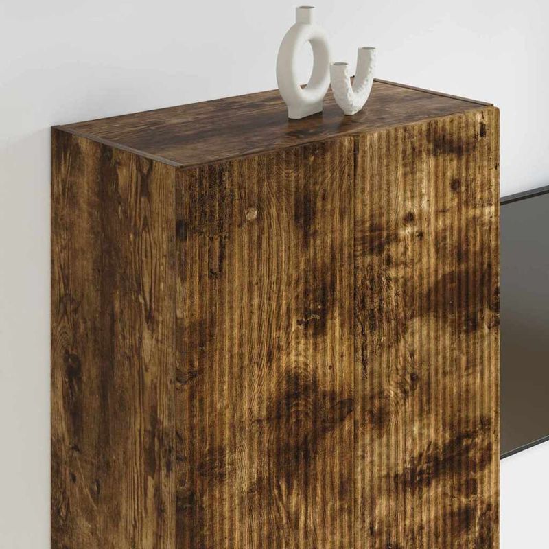Casa si Gradina - Mobilier - Comode si corpuri - Comode - Dulap TV de perete Pe perete Stejar fumuriu 59,5 x 31 x 100 cm - Infinity.ro