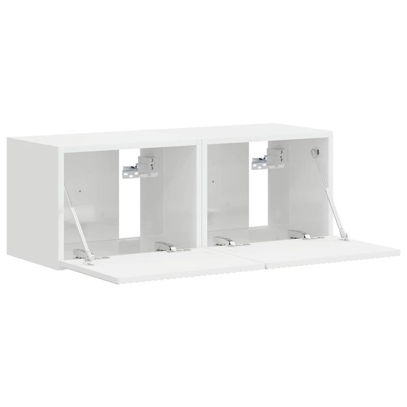 Casa si Gradina - Mobilier - Comode si corpuri - Comode - Dulap TV de perete Pe perete 2 pcs Alb Lucios 60 x 31 x 29.5 cm - Infinity.ro