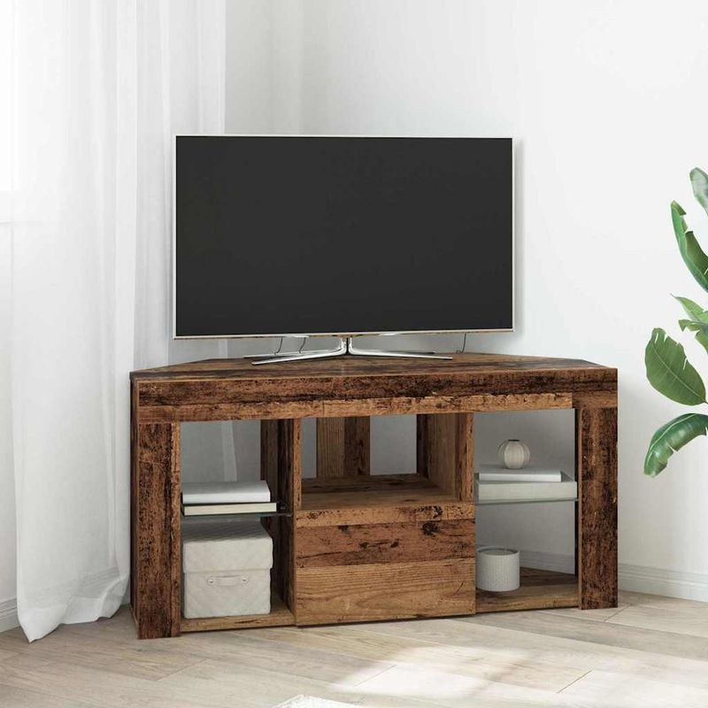 Casa si Gradina - Mobilier - Comode si corpuri - Comode - Sifonier LED pentru TV coltar Lemn Vechi 107 x 40 x 50 cm - Infinity.ro