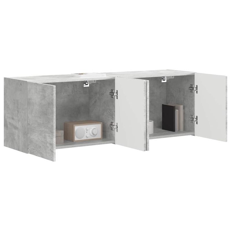 Casa si Gradina - Mobilier - Comode si corpuri - Comode - Dulap TV de perete 2 pcs Gri din beton 59,5 x 31 x 40 cm - Infinity.ro