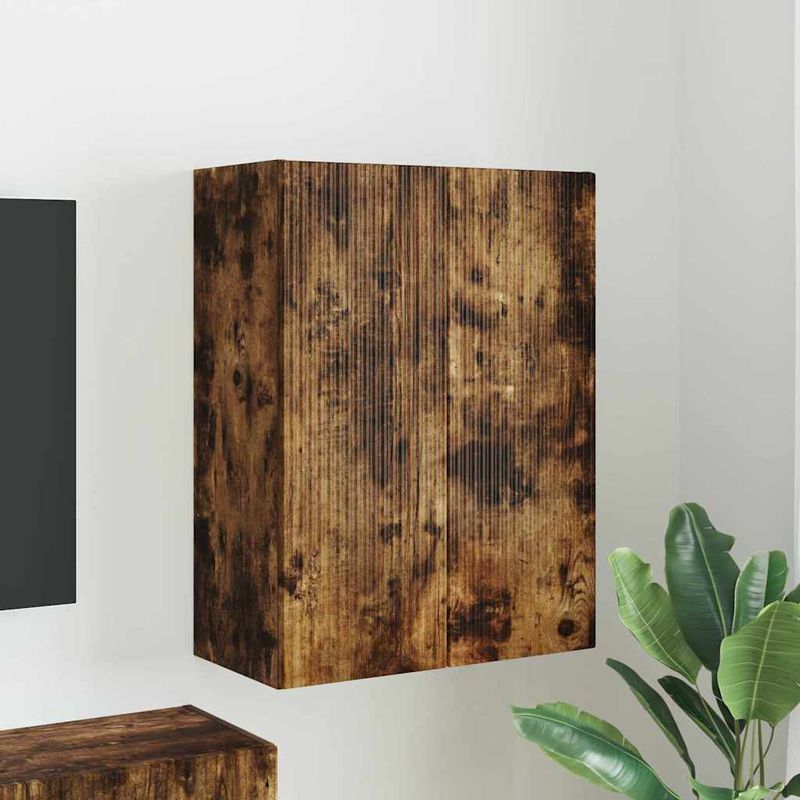 Casa si Gradina - Mobilier - Comode si corpuri - Comode - Dulap TV de perete Pe perete Stejar fumuriu 59,5 x 31 x 80 cm - Infinity.ro