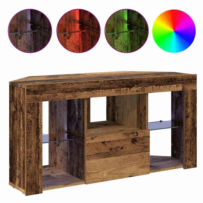 Casa si Gradina - Mobilier - Comode si corpuri - Comode - Sifonier LED pentru TV coltar Lemn Vechi 107 x 40 x 50 cm - Infinity.ro