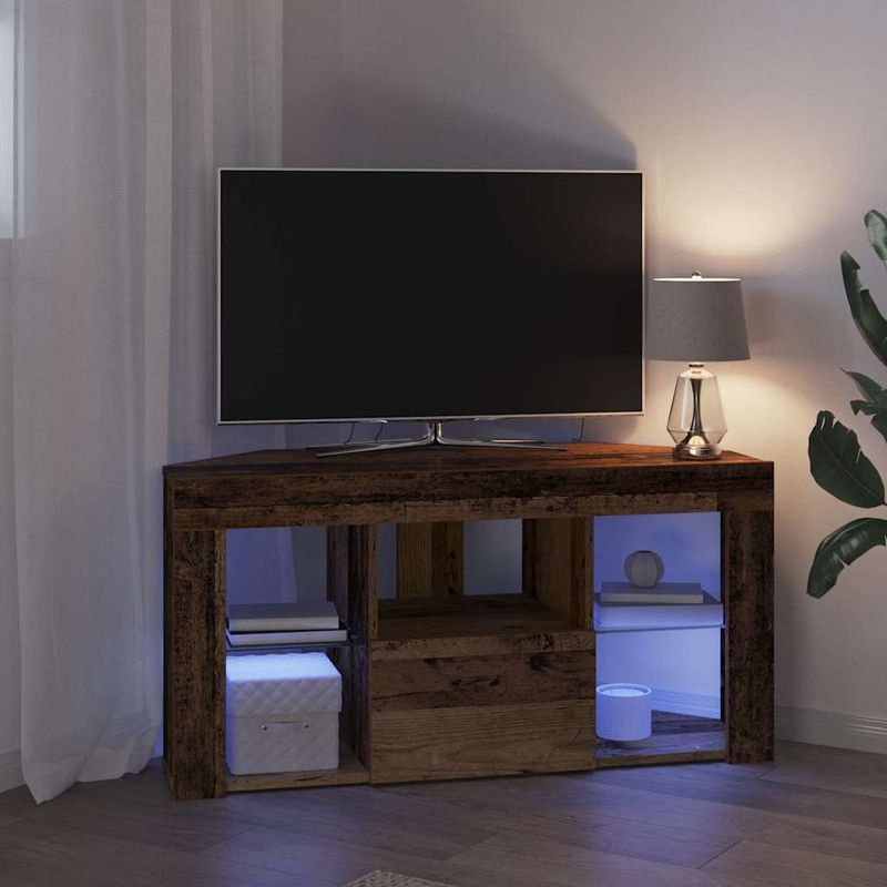 Casa si Gradina - Mobilier - Comode si corpuri - Comode - Sifonier LED pentru TV coltar Lemn Vechi 107 x 40 x 50 cm - Infinity.ro