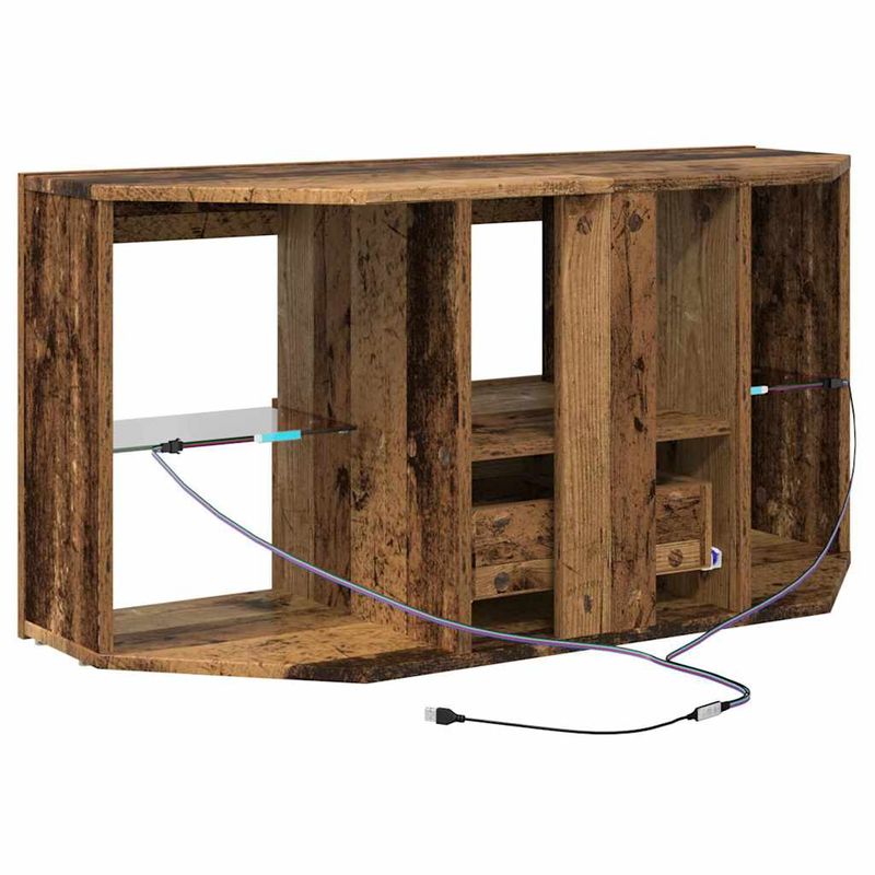 Casa si Gradina - Mobilier - Comode si corpuri - Comode - Sifonier LED pentru TV coltar Lemn Vechi 107 x 40 x 50 cm - Infinity.ro