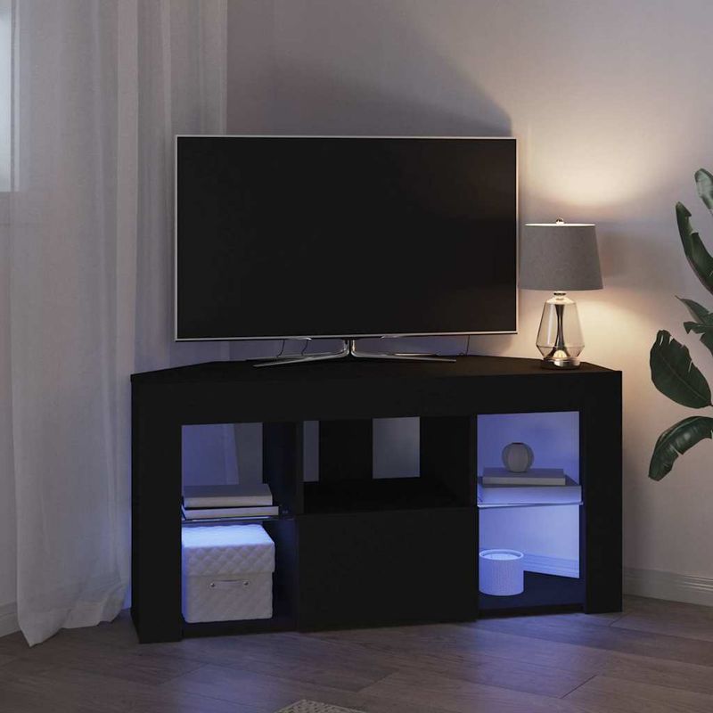 Casa si Gradina - Mobilier - Comode si corpuri - Comode - Sifonier LED pentru TV coltar Pe perete Negru 101 x 40 x 50 cm - Infinity.ro