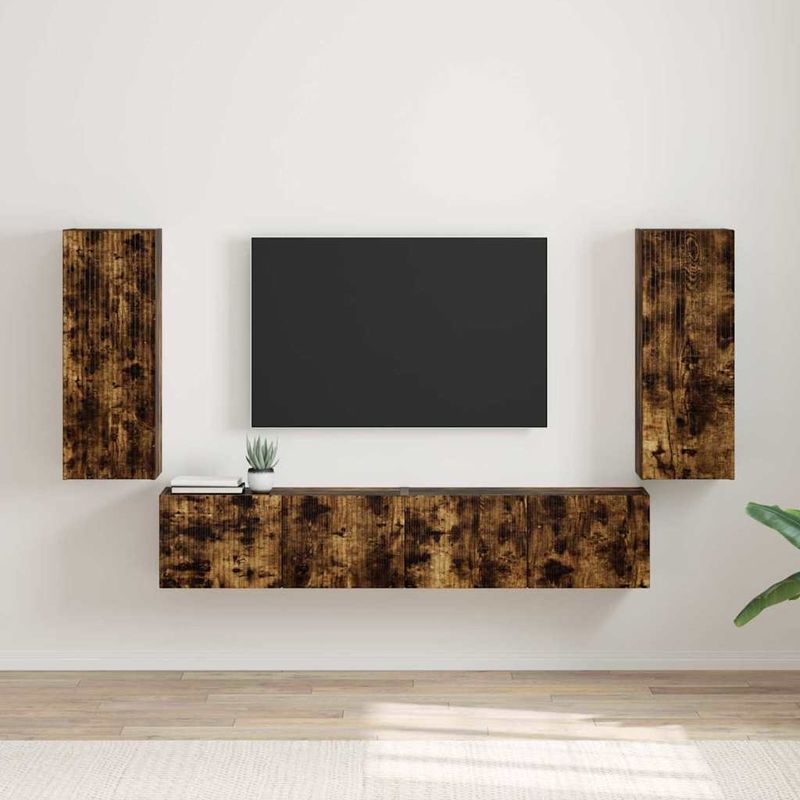 Casa si Gradina - Mobilier - Comode si corpuri - Comode - Dulap TV de perete 2 pcs Stejar fumuriu 30 x 31 x 80 cm - Infinity.ro