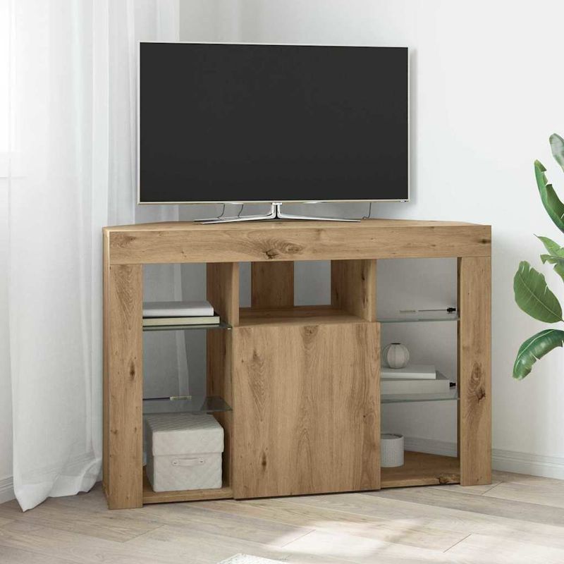 Casa si Gradina - Mobilier - Comode si corpuri - Comode - Sifonier LED pentru TV coltar Stejar Artizanal 108 x 40 x 68 cm - Infinity.ro
