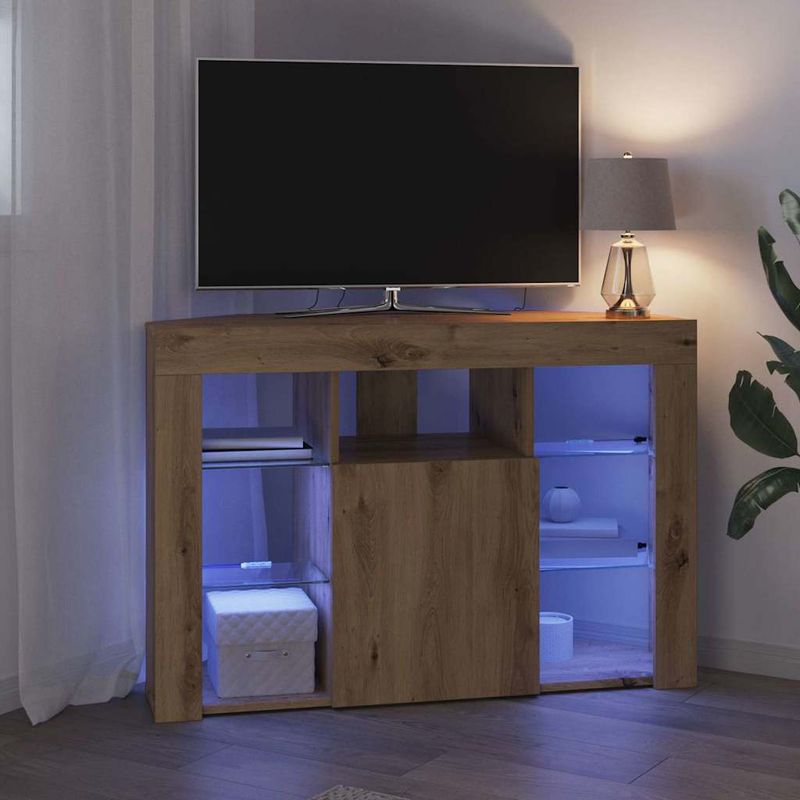 Casa si Gradina - Mobilier - Comode si corpuri - Comode - Sifonier LED pentru TV coltar Stejar Artizanal 108 x 40 x 68 cm - Infinity.ro