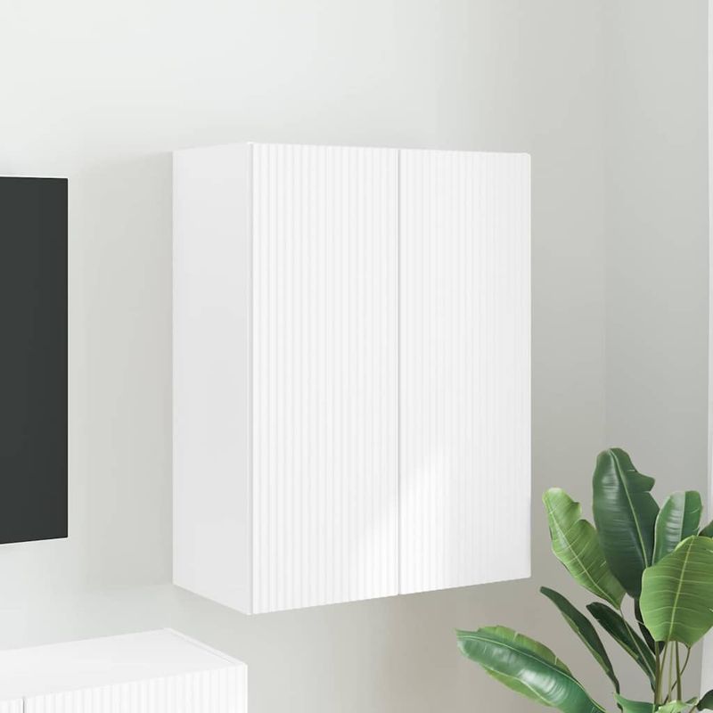Casa si Gradina - Mobilier - Comode si corpuri - Comode - Dulap TV de perete Alb 59,5 x 31 x 80 cm Lemn compozit - Infinity.ro