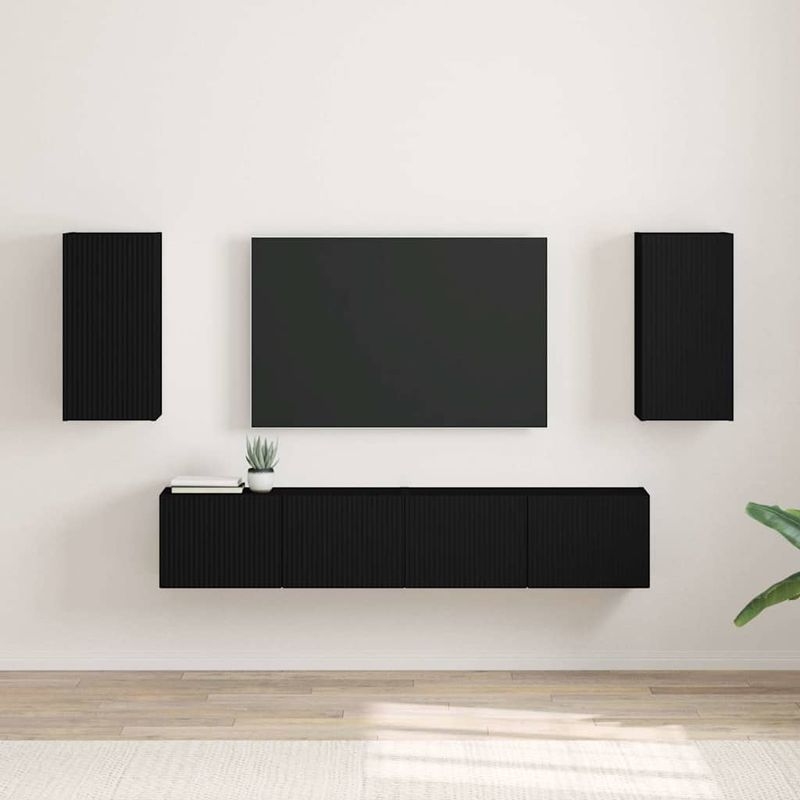 Casa si Gradina - Mobilier - Comode si corpuri - Comode - Dulap TV de perete 2 pcs Negru 30 x 31 x 60 cm Lemn compozit - Infinity.ro
