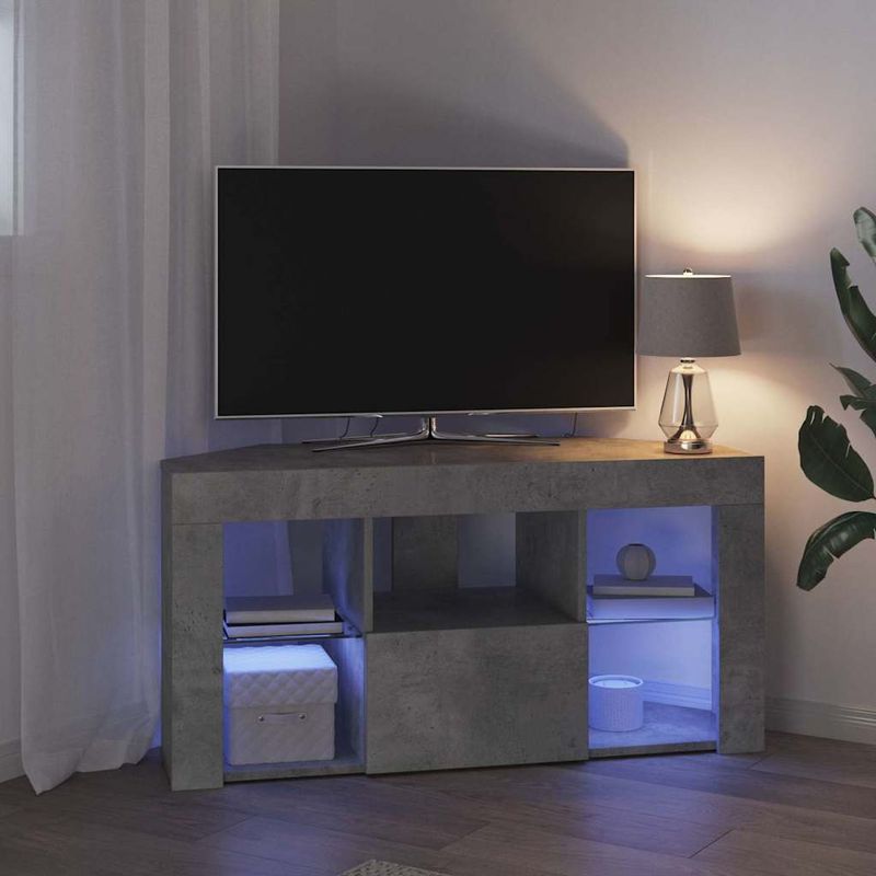Casa si Gradina - Mobilier - Comode si corpuri - Comode - Sifonier LED pentru TV coltar Gri din beton 103 x 40 x 50 cm - Infinity.ro