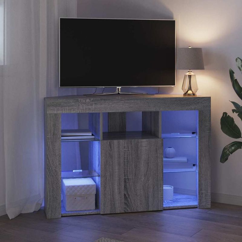 Casa si Gradina - Mobilier - Comode si corpuri - Comode - Sifonier LED pentru TV coltar Gri Sonoma 106 x 40 x 68 cm - Infinity.ro