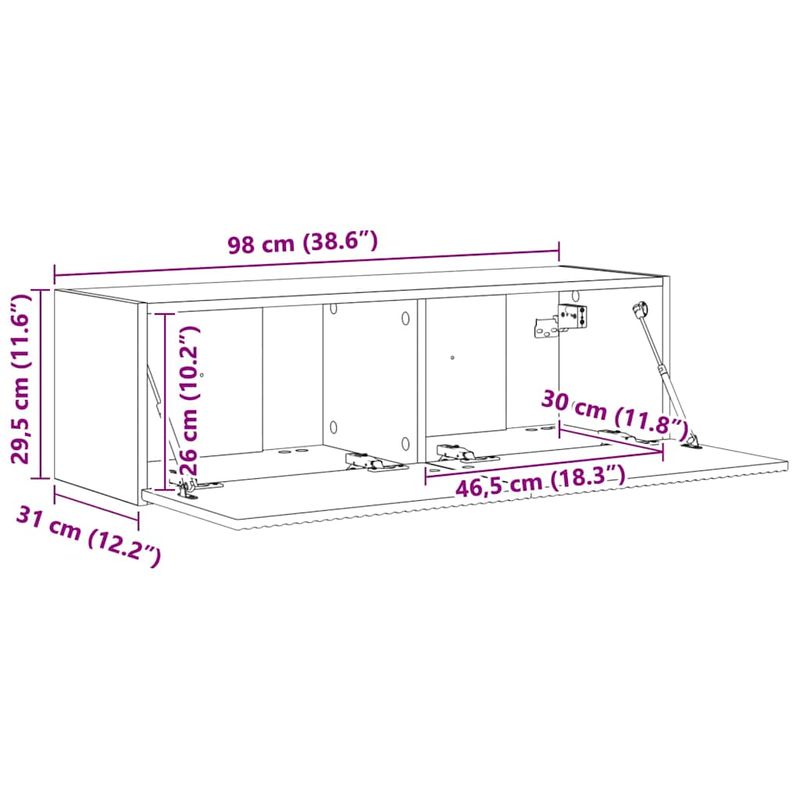 Casa si Gradina - Mobilier - Comode si corpuri - Comode - Dulap TV de perete Pe perete Stejar fumuriu 60 x 31 x 29.5 cm - Infinity.ro