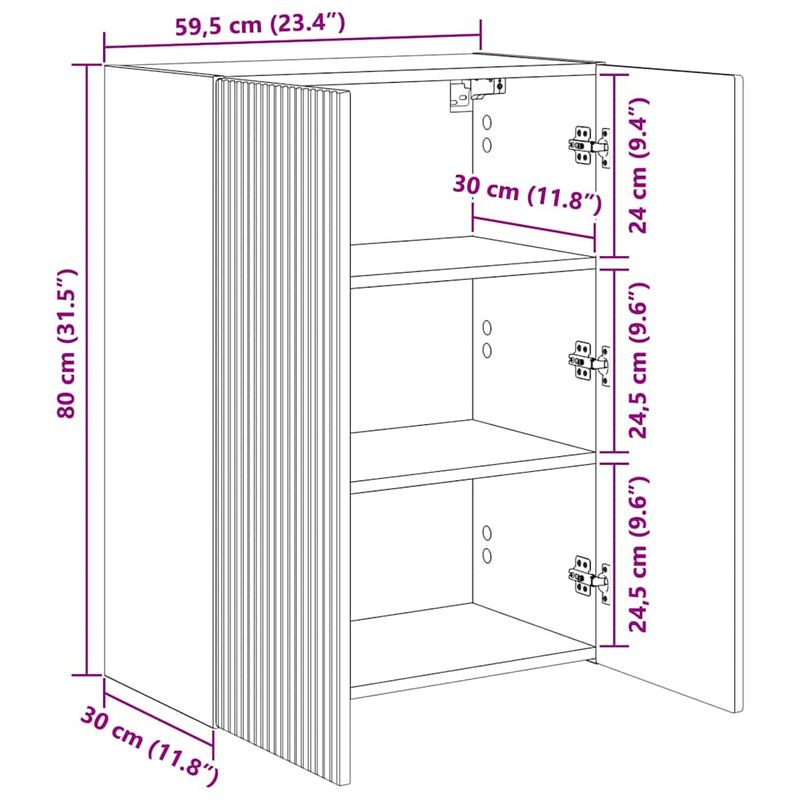 Casa si Gradina - Mobilier - Comode si corpuri - Comode - Dulap TV de perete Alb 59,5 x 31 x 80 cm Lemn compozit - Infinity.ro